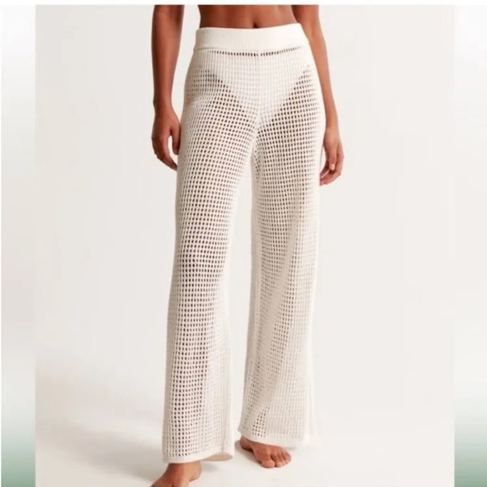 Abercrombie& fitch never worn White Crochet Wide-Leg Pants